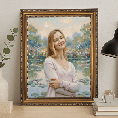 Kobieta nad stawem - portret na płótnie dla dziewczyny - StwórzPrezent.pl