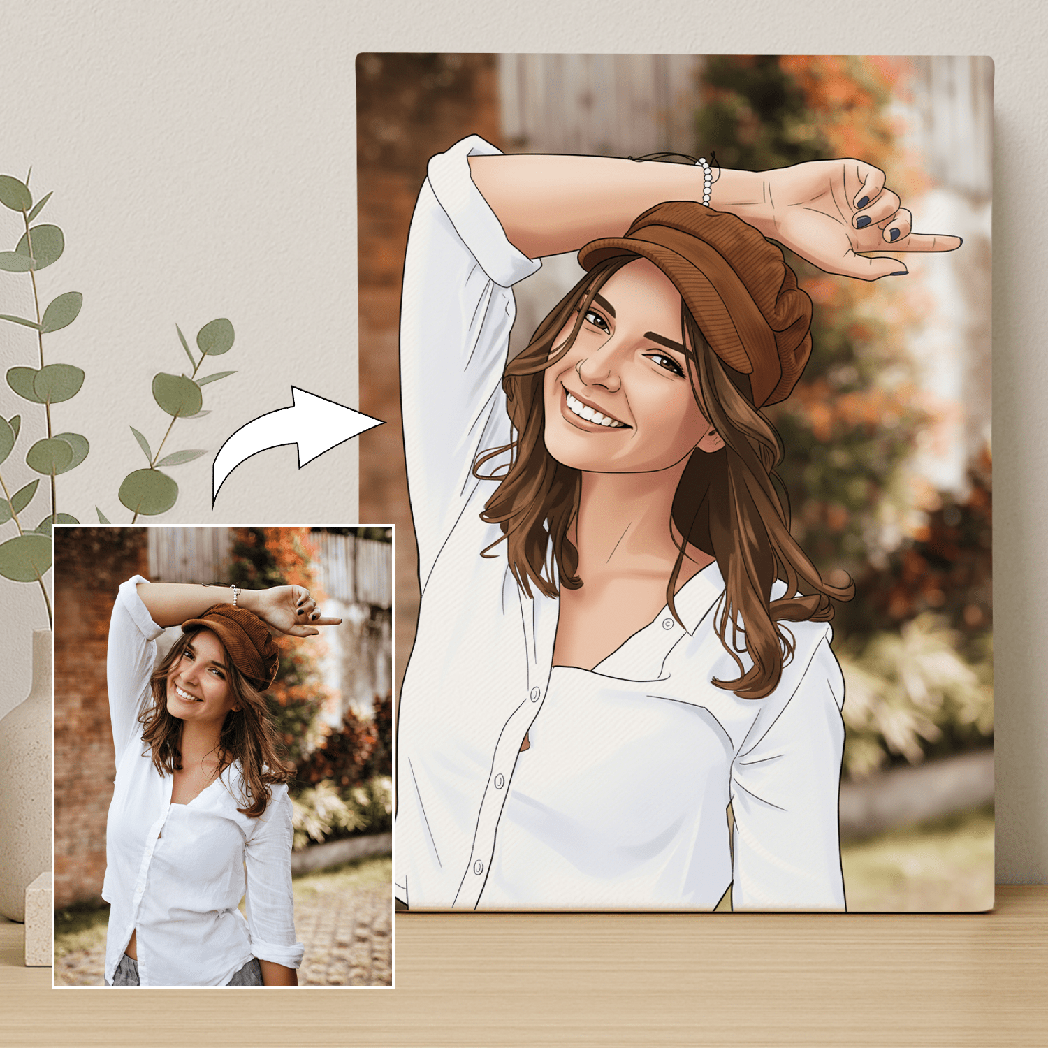 Kobieta w kreskówkowym stylu - portret na płótnie dla niej - StwórzPrezent.pl