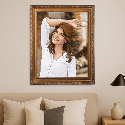 Kobieta w kreskówkowym stylu - portret na płótnie dla niej - StwórzPrezent.pl