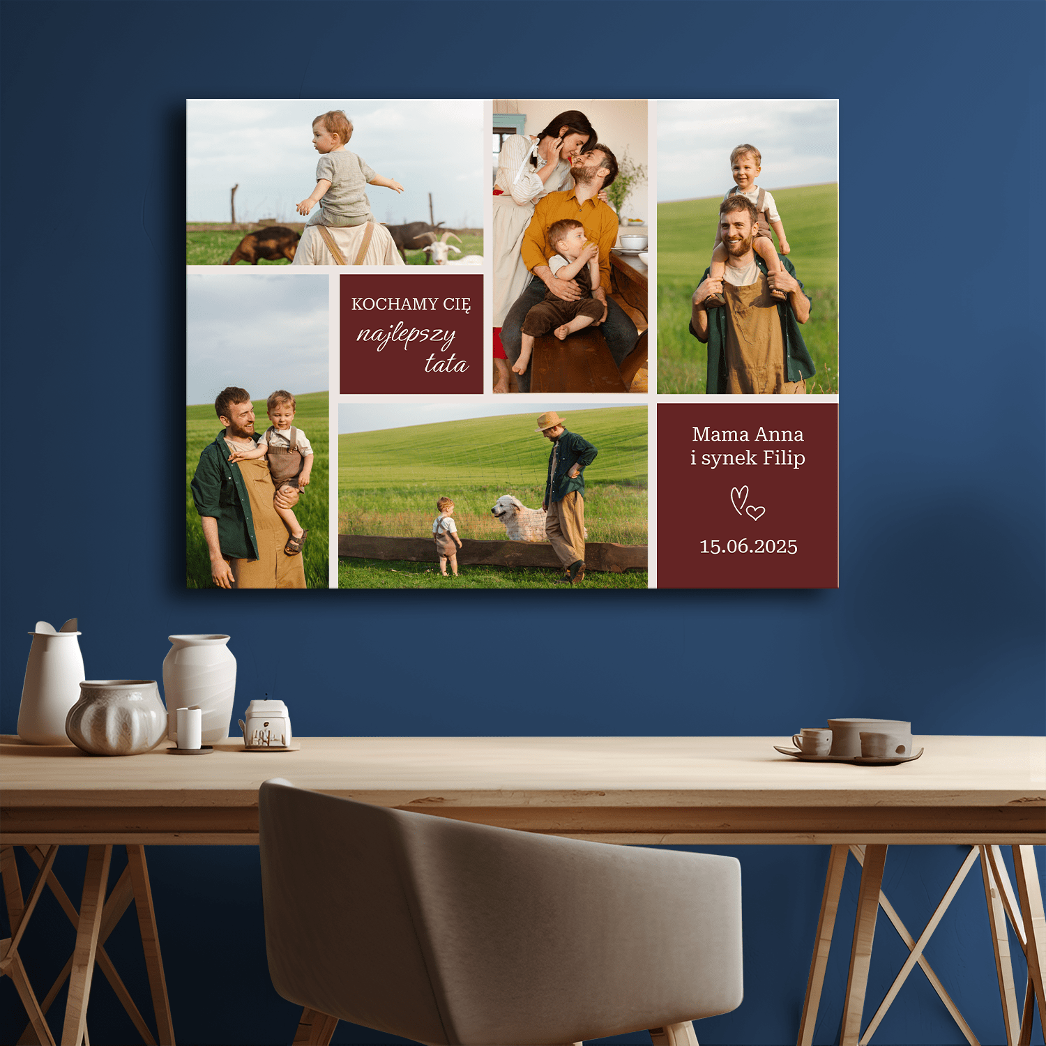 Kochamy Cię - kolaż na płótnie dla taty - StwórzPrezent.pl