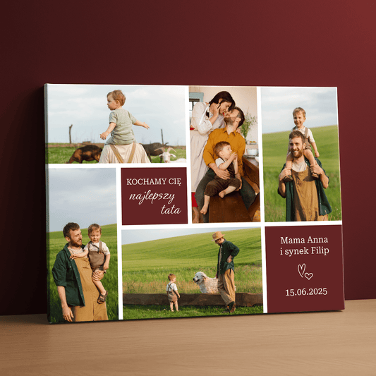 Kochamy Cię - kolaż na płótnie dla taty - StwórzPrezent.pl