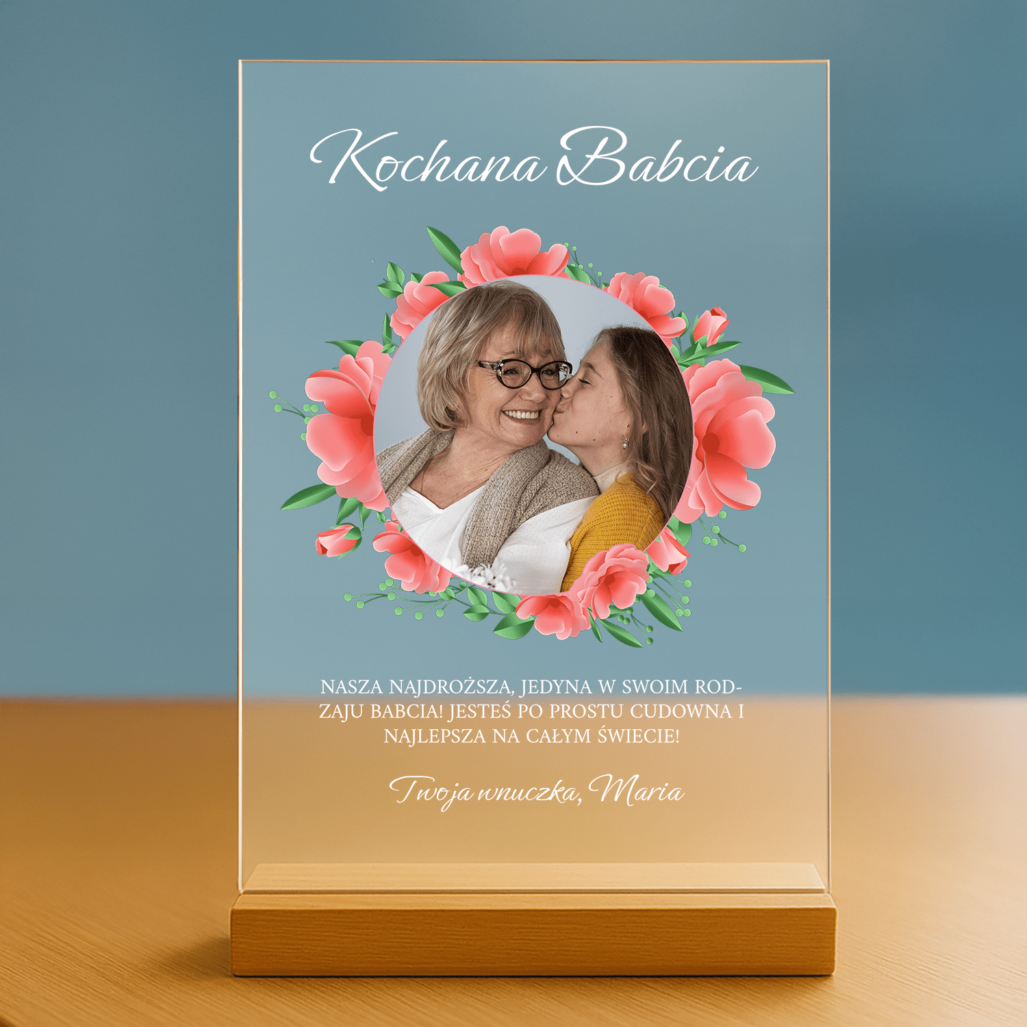 Kochanej Babci - personalizowany druk na szkle dla babci - stworzprezent.pl