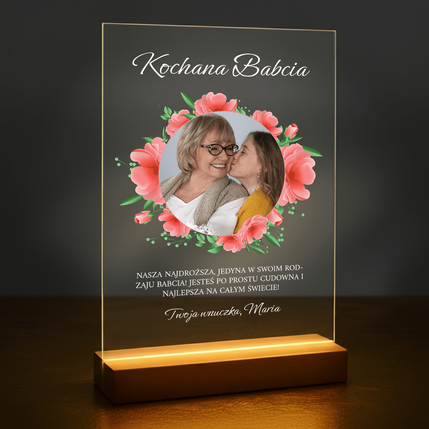 Kochanej Babci - personalizowany druk na szkle dla babci - stworzprezent.pl