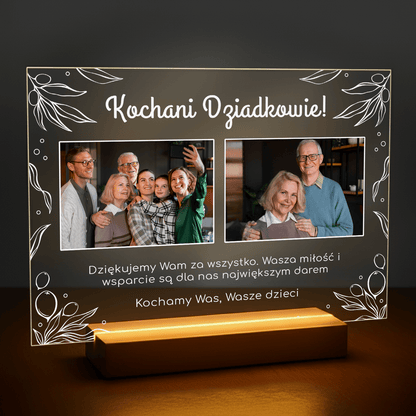 Kochani dziadkowie zdjęcia + tekst - druk na szkle akrylowym dla dziadków - stworzprezent.pl