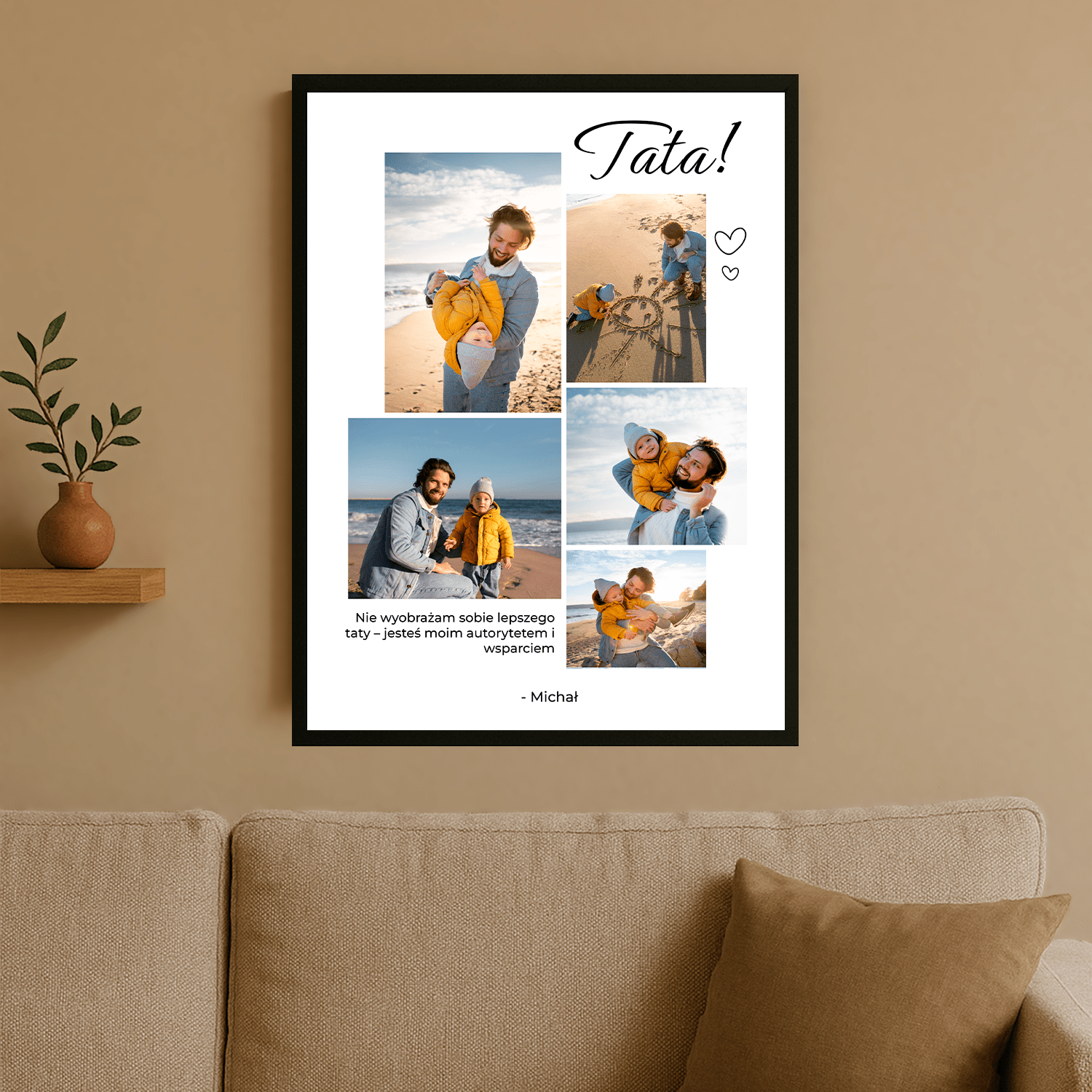 Kolaż 5 zdjęć z tatą - plakat personalizowany dla taty - StwórzPrezent.pl