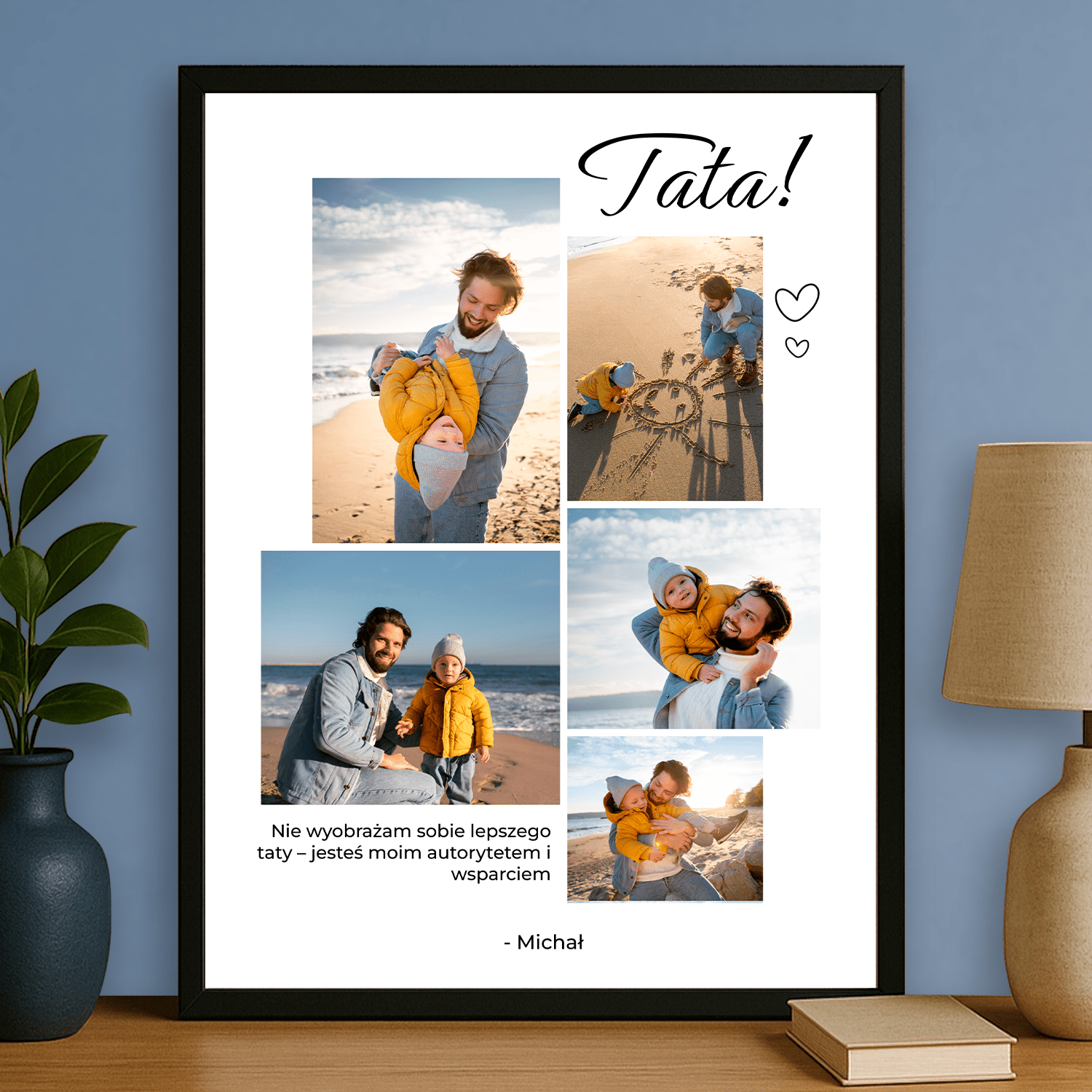 Kolaż 5 zdjęć z tatą - plakat personalizowany dla taty - StwórzPrezent.pl