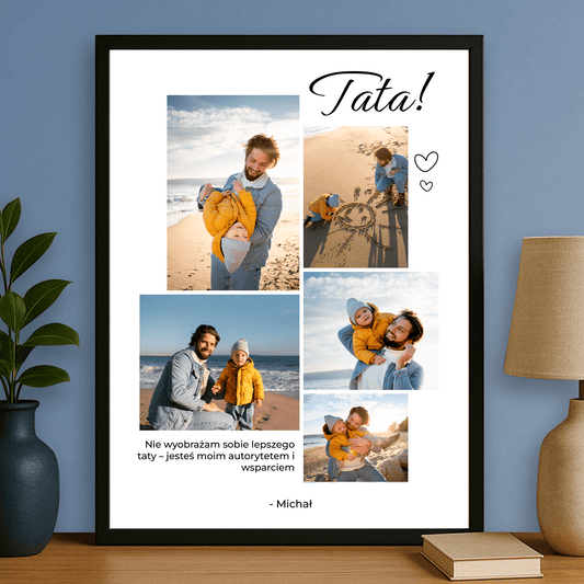 Kolaż 5 zdjęć z tatą - plakat personalizowany dla taty - StwórzPrezent.pl