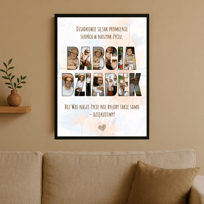 Kolaż babcia i dziadek - plakat personalizowany dla babci - StwórzPrezent.pl