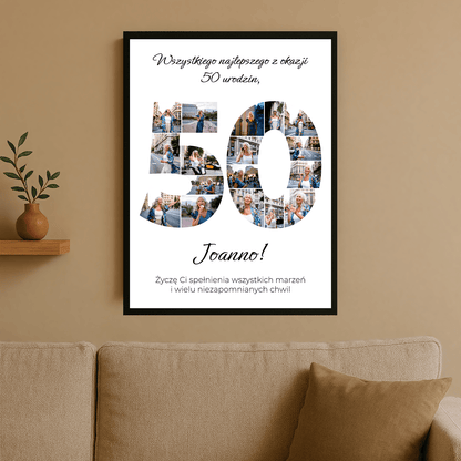Kolaż na 50 urodziny - plakat personalizowany dla kobiety - StwórzPrezent.pl