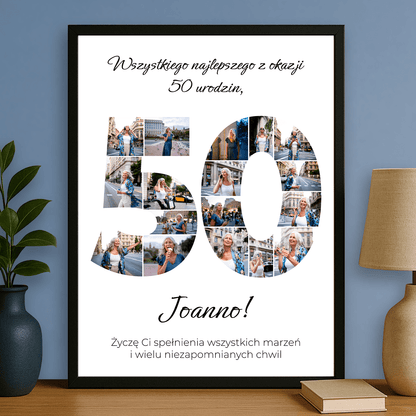Kolaż na 50 urodziny - plakat personalizowany dla kobiety - StwórzPrezent.pl