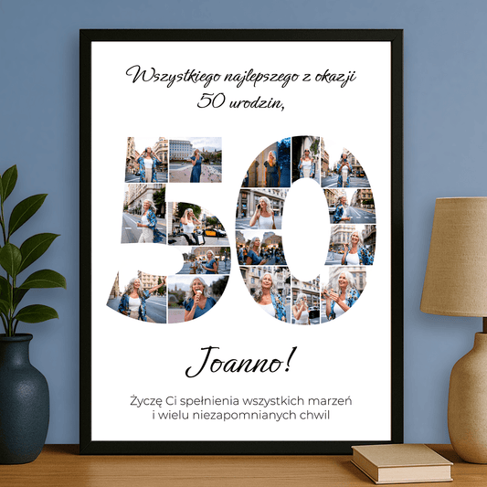 Kolaż na 50 urodziny - plakat personalizowany dla kobiety - StwórzPrezent.pl