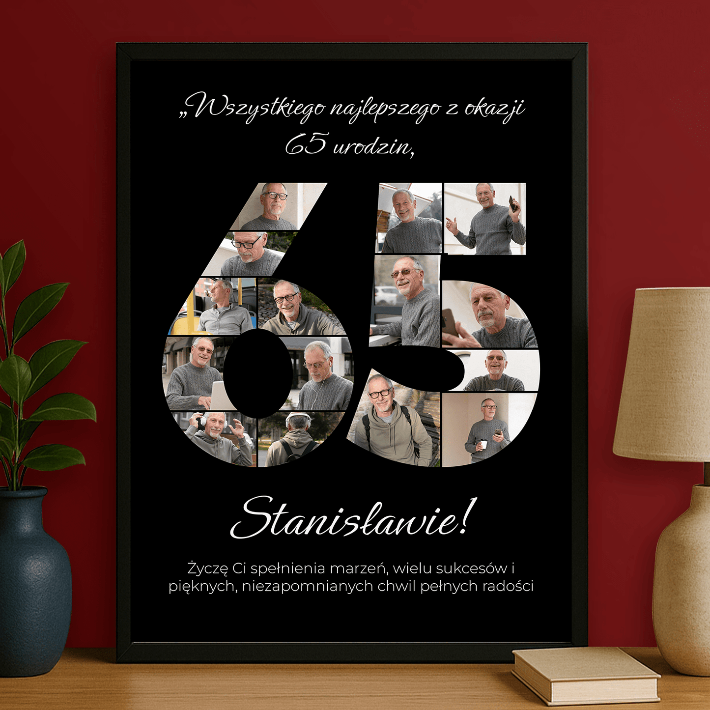 Kolaż na jego 65 urodziny – plakat personalizowany dla mężczyzny - StwórzPrezent.pl