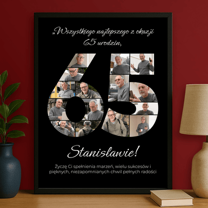 Kolaż na jego 65 urodziny – plakat personalizowany dla mężczyzny - StwórzPrezent.pl