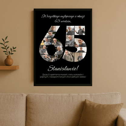 Kolaż na jego 65 urodziny – plakat personalizowany dla mężczyzny - StwórzPrezent.pl