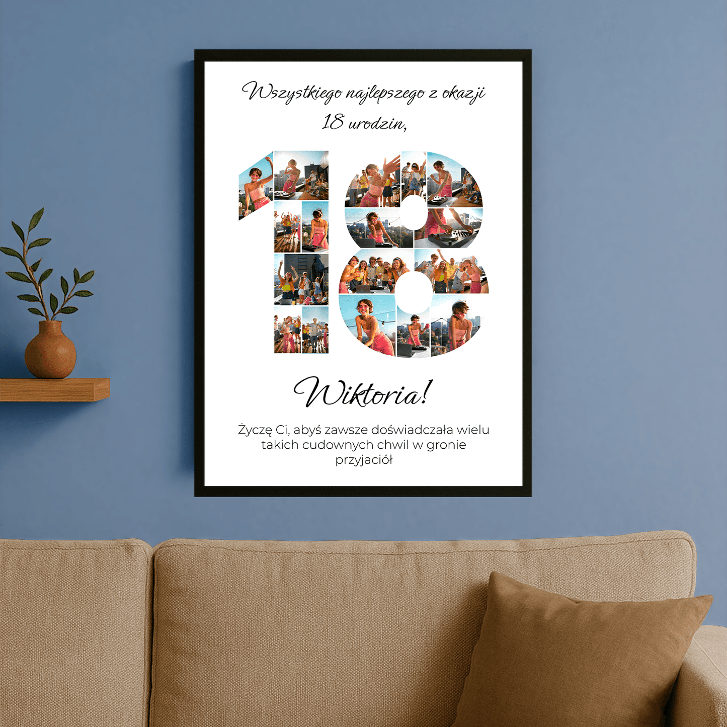 Kolaż na osiemnastkę - plakat personalizowany dla przyjaciółki - StwórzPrezent.pl