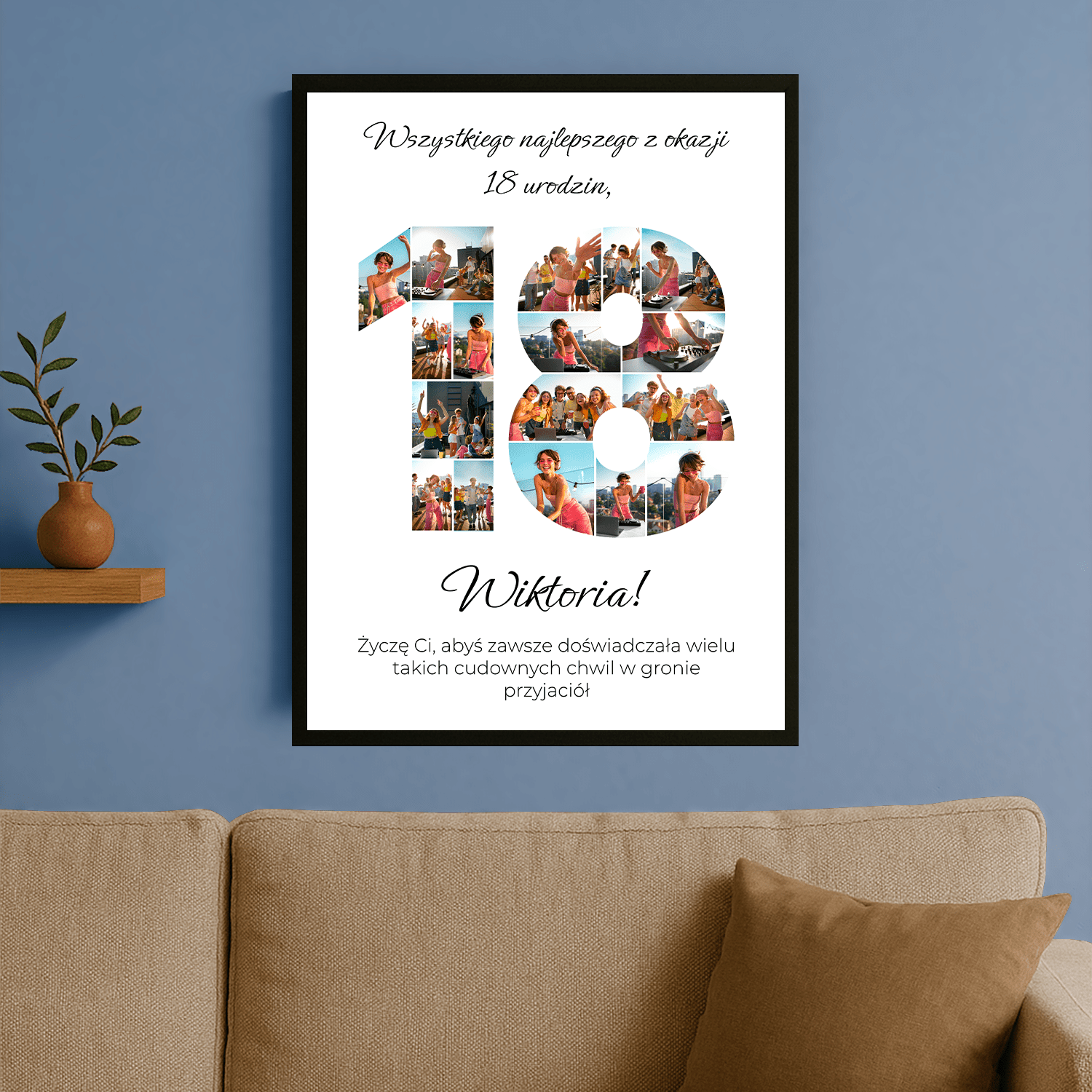 Kolaż na osiemnastkę - plakat personalizowany dla przyjaciółki - StwórzPrezent.pl