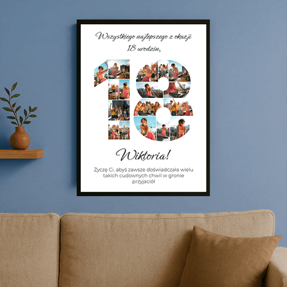 Kolaż na osiemnastkę - plakat personalizowany dla przyjaciółki - StwórzPrezent.pl
