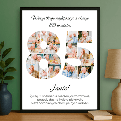 Kolaż urodzinowy na 85 lat - plakat personalizowany dla mężczyzny - StwórzPrezent.pl