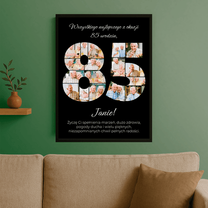 Kolaż z okazji 85 urodzin – plakat personalizowany dla mężczyzny - StwórzPrezent.pl