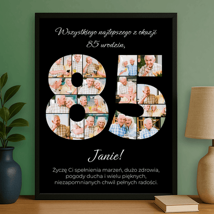 Kolaż z okazji 85 urodzin – plakat personalizowany dla mężczyzny - StwórzPrezent.pl