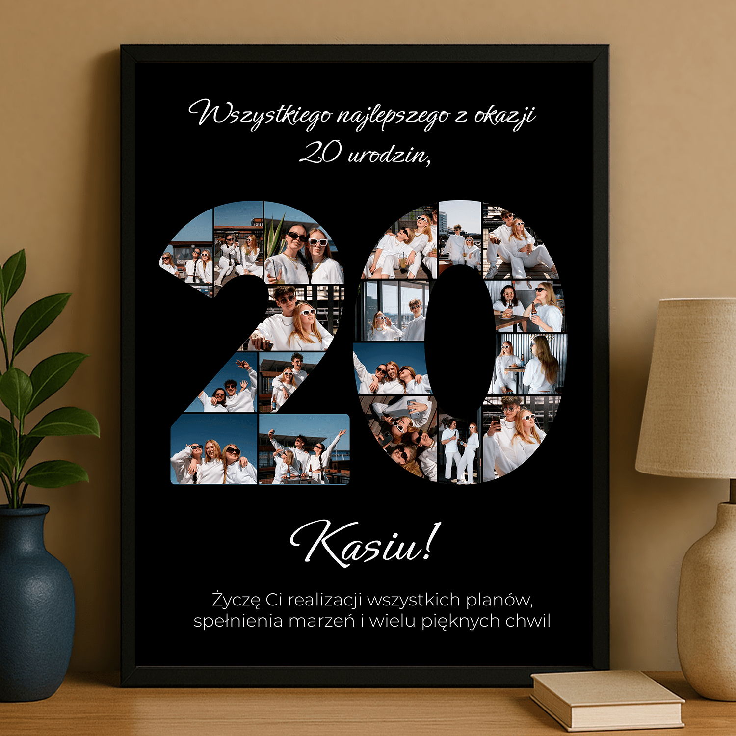 Kolaż z życzeniami na 20. - plakat personalizowany dla niej - StwórzPrezent.pl