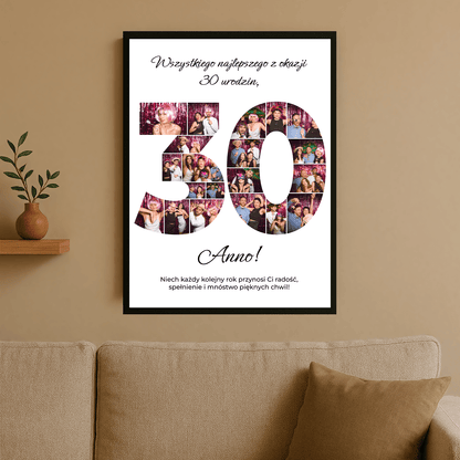 Kolaż z życzeniami na 30. - plakat personalizowany dla przyjaciółki - StwórzPrezent.pl