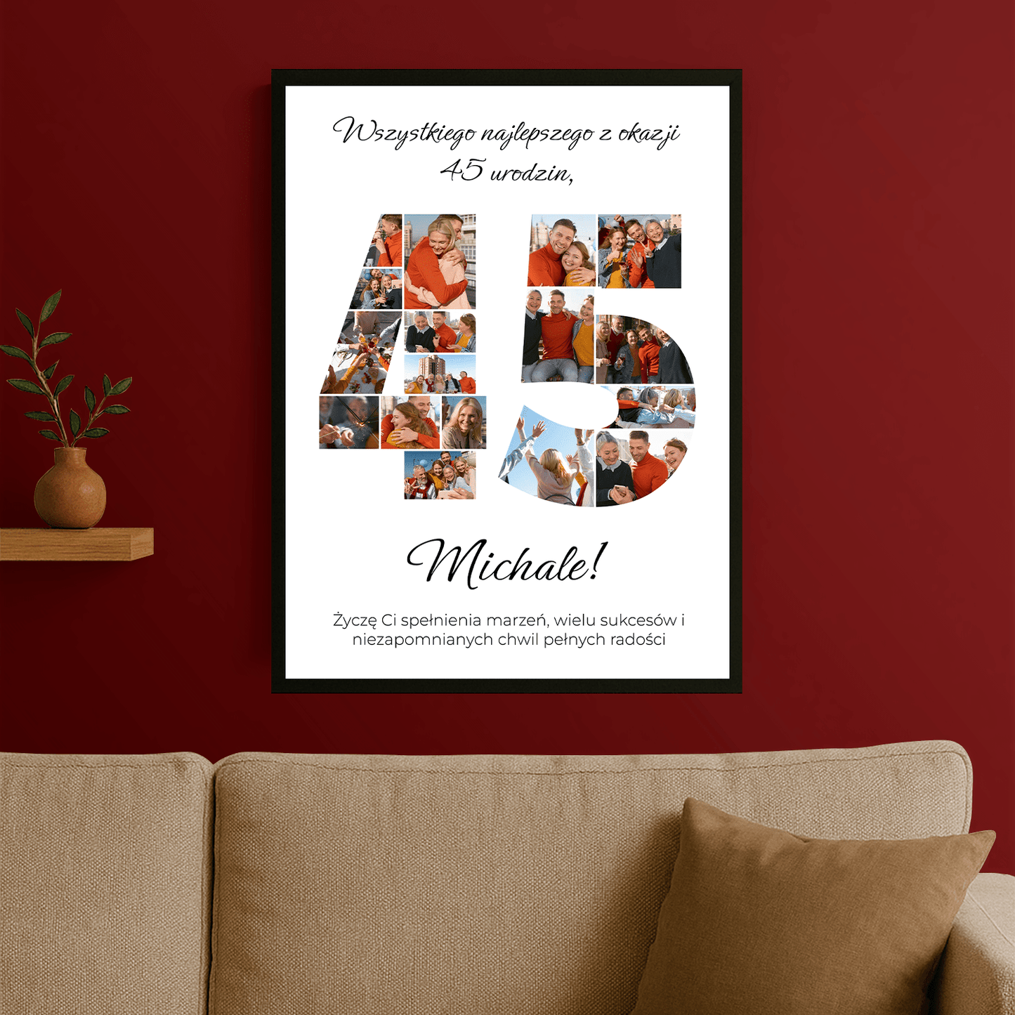 Kolaż z życzeniami na 45 urodziny - plakat personalizowany dla mężczyzny - StwórzPrezent.pl