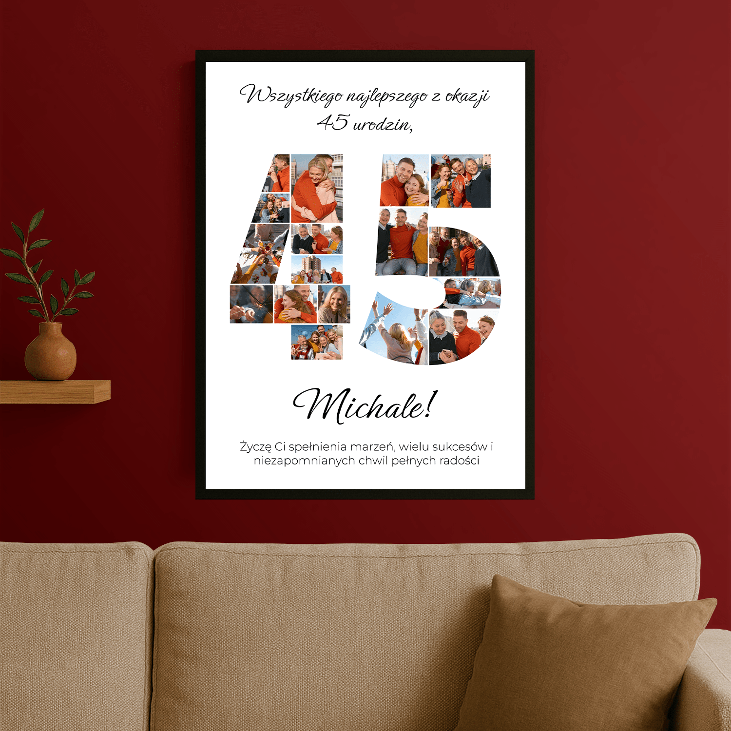 Kolaż z życzeniami na 45 urodziny - plakat personalizowany dla mężczyzny - StwórzPrezent.pl