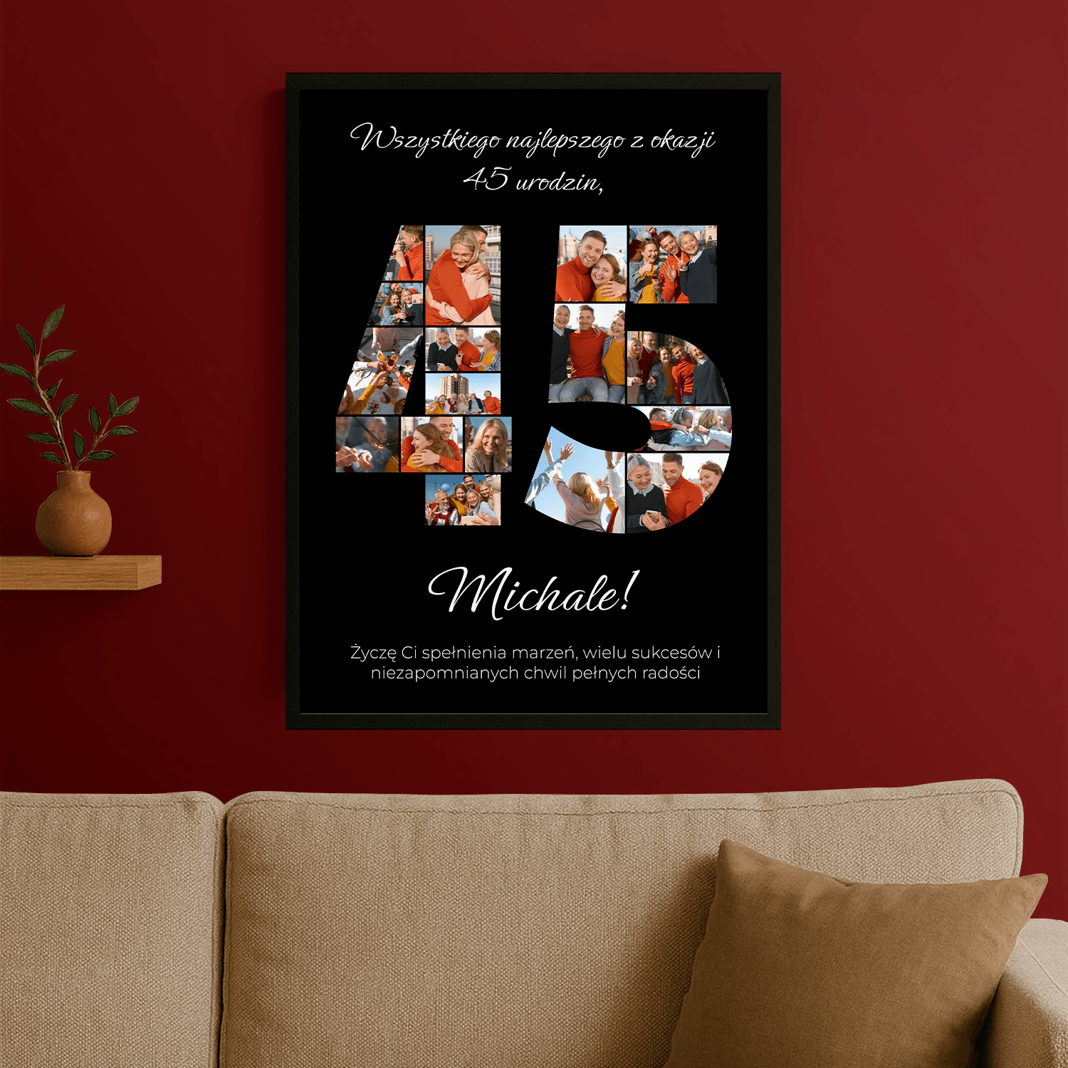 Kolaż zdjęć i życzenia na 45 urodziny - plakat personalizowany dla mężczyzny - StwórzPrezent.pl