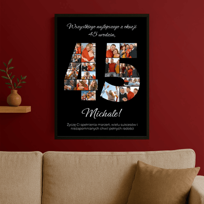 Kolaż zdjęć i życzenia na 45 urodziny - plakat personalizowany dla mężczyzny - StwórzPrezent.pl