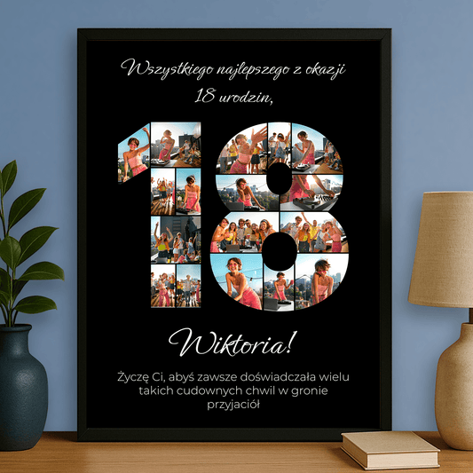 Kolaż zdjęć na 18. - plakat personalizowany dla przyjaciółki - StwórzPrezent.pl