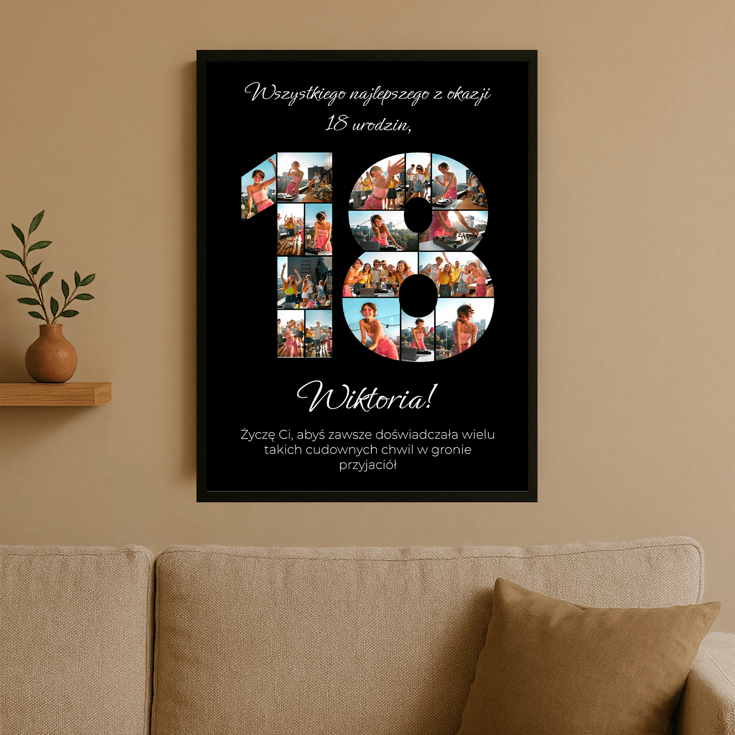 Kolaż zdjęć na 18. - plakat personalizowany dla przyjaciółki - StwórzPrezent.pl