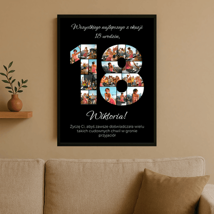 Kolaż zdjęć na 18. - plakat personalizowany dla przyjaciółki - StwórzPrezent.pl