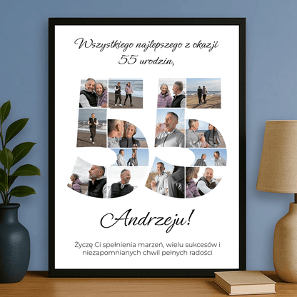 Kolaż zdjęć na 55 urodziny - plakat personalizowany dla mężczyzny - StwórzPrezent.pl