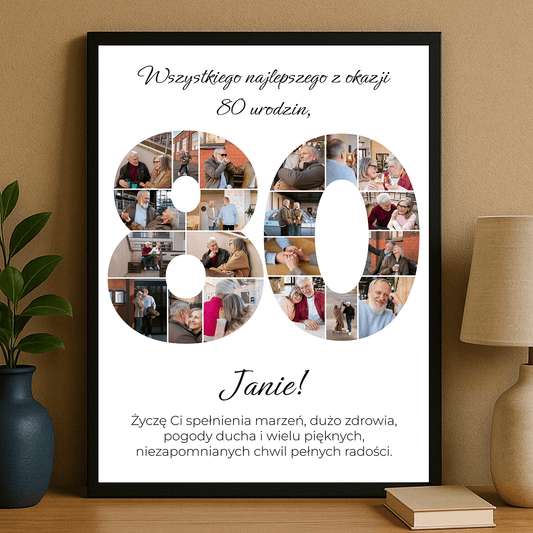 Kolaż zdjęć z okazji 80. – plakat personalizowany dla mężczyzny - StwórzPrezent.pl