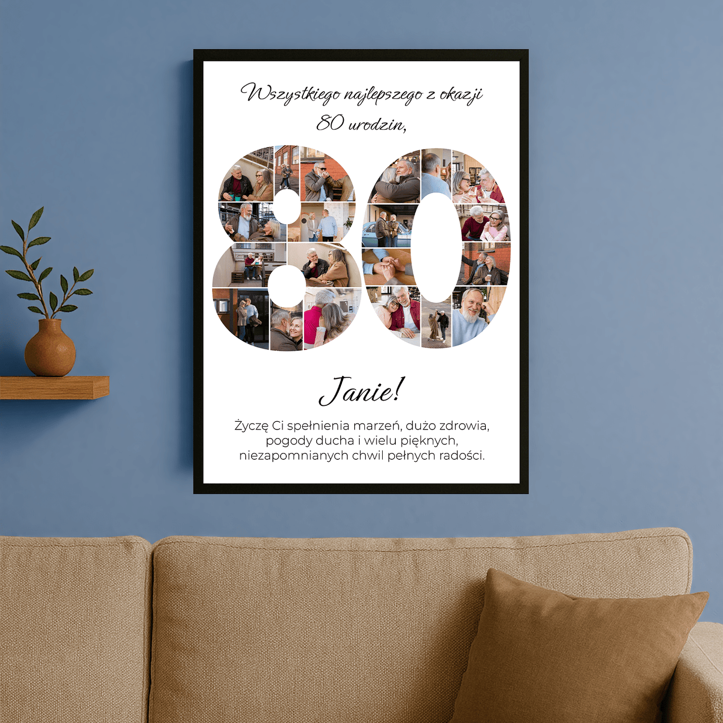 Kolaż zdjęć z okazji 80. – plakat personalizowany dla mężczyzny - StwórzPrezent.pl