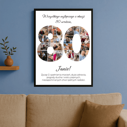 Kolaż zdjęć z okazji 80. – plakat personalizowany dla mężczyzny - StwórzPrezent.pl