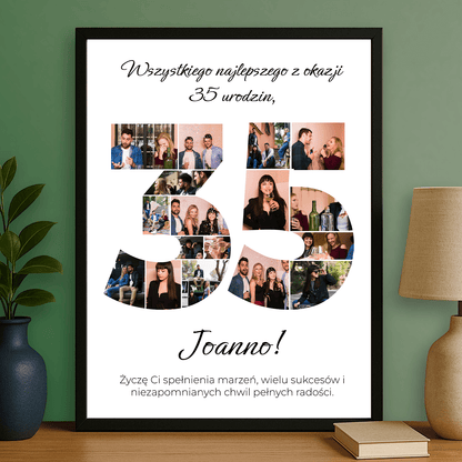 Kolaż zdjęć z życzeniami na 35 urodziny - plakat personalizowany dla kobiety - StwórzPrezent.pl