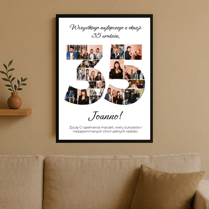 Kolaż zdjęć z życzeniami na 35 urodziny - plakat personalizowany dla kobiety - StwórzPrezent.pl