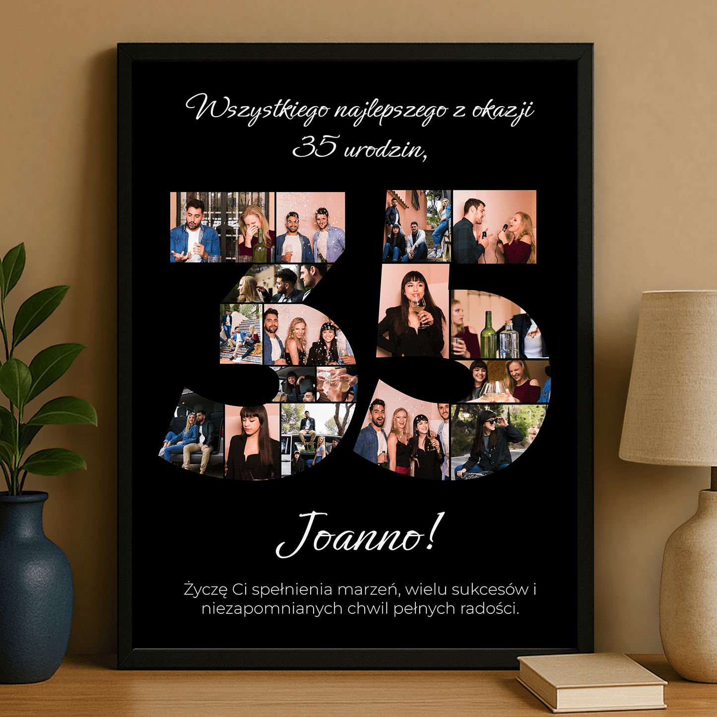 Kolaż zdjęć z życzeniami na 35 urodziny - plakat personalizowany dla niej - StwórzPrezent.pl