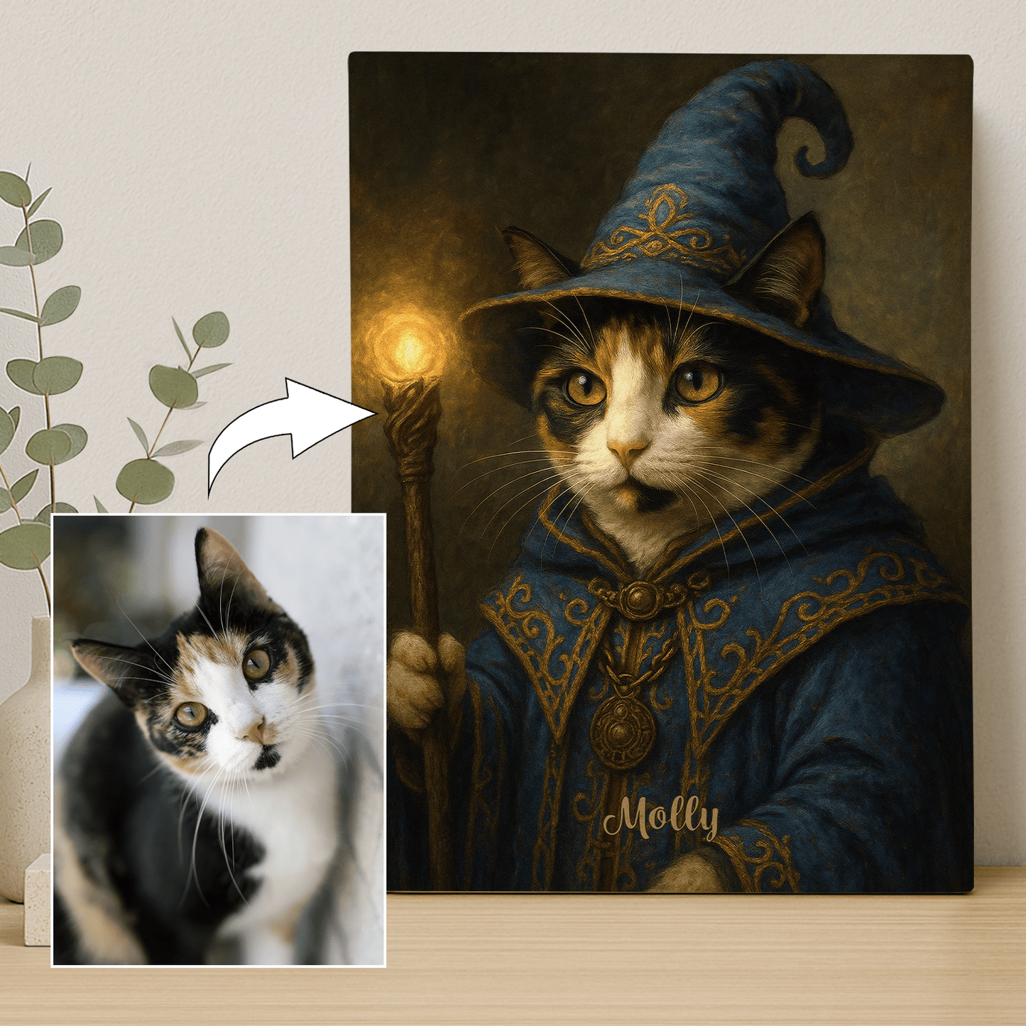 Kot jako czarownik - portret na płótnie dla miłośnika kotów - StwórzPrezent.pl