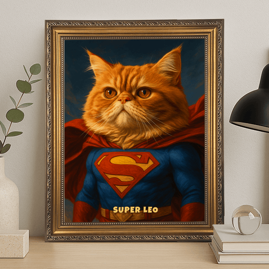 Kot jako superbohater - portret na płótnie dla miłośnika kotów - StwórzPrezent.pl