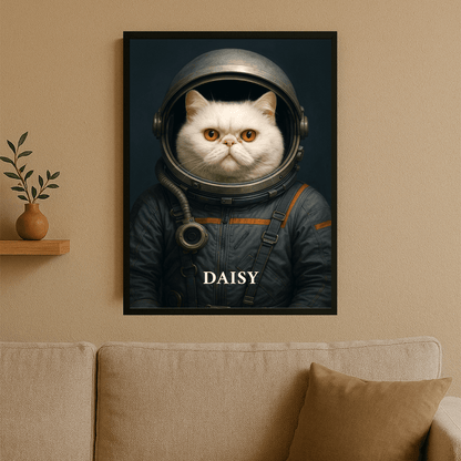 Kot jako zdobywca kosmosu - portret na plakacie dla miłośnika kotów - StwórzPrezent.pl