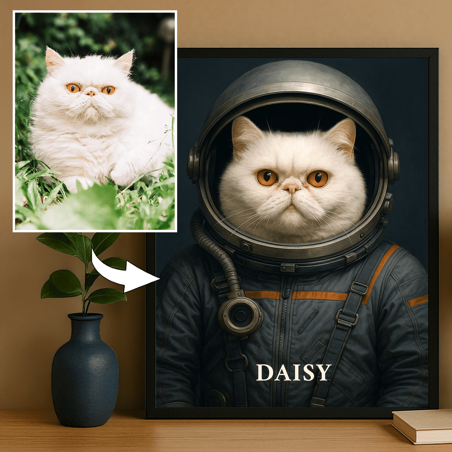 Kot jako zdobywca kosmosu - portret na plakacie dla miłośnika kotów - StwórzPrezent.pl