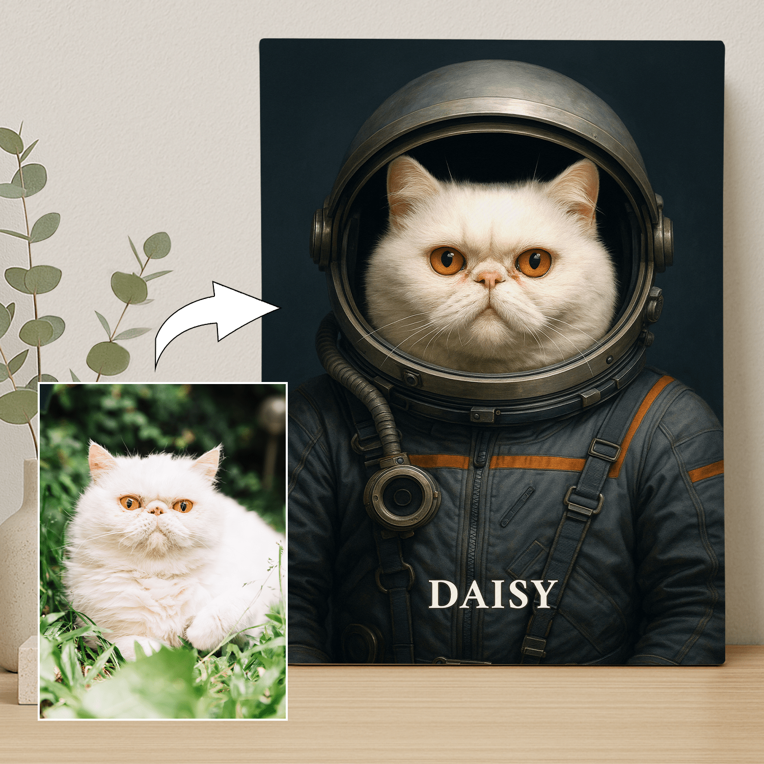 Kot w stroju kosmonauty - portret na płótnie dla miłośnika kotów - StwórzPrezent.pl