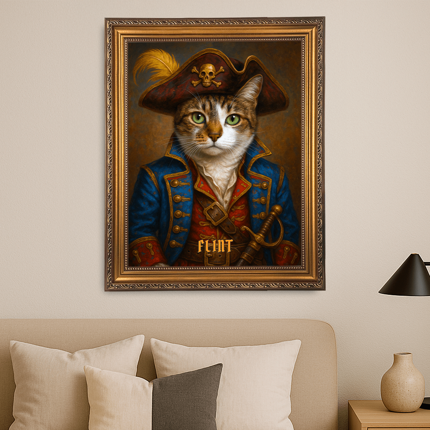 Kot w stroju pirackim - portret na płótnie dla miłośnika kotów - StwórzPrezent.pl