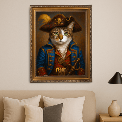 Kot w stroju pirackim - portret na płótnie dla miłośnika kotów - StwórzPrezent.pl