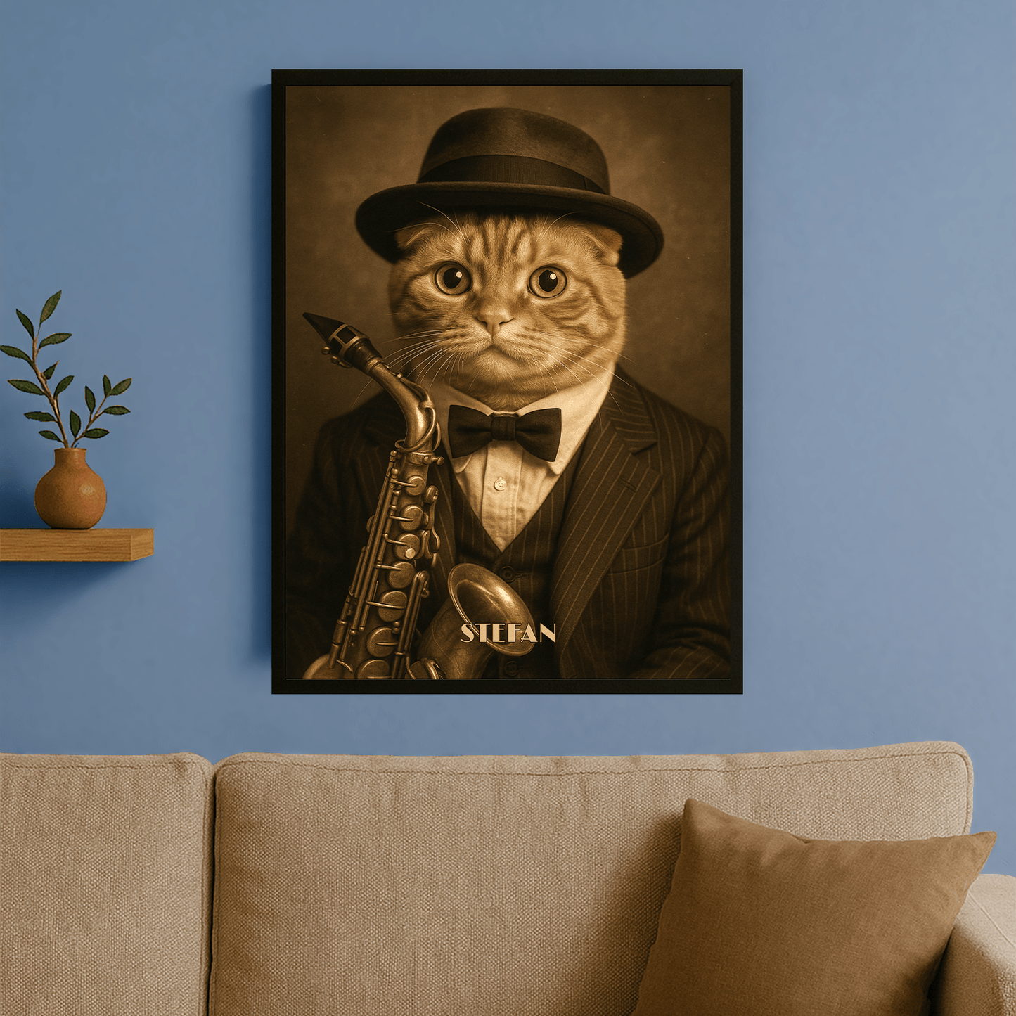 Kot w stylu jazzowym - portret na plakacie dla miłośnika kotów - StwórzPrezent.pl