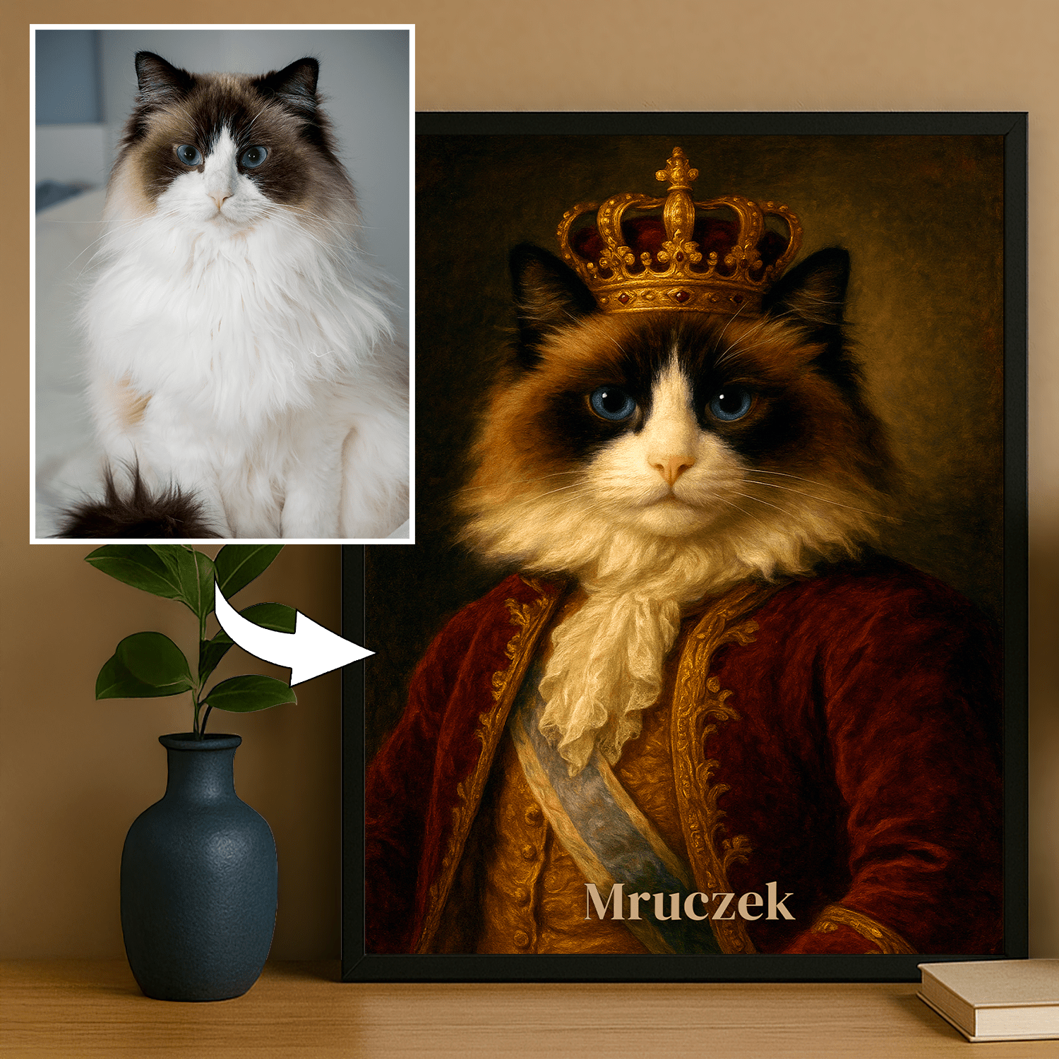 Kot w stylu king - plakat personalizowany dla miłośnika kota - StwórzPrezent.pl