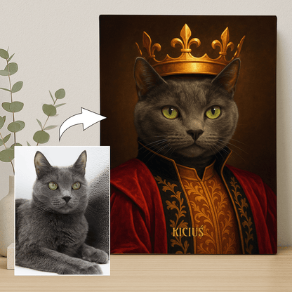 Kot władca w koronie - portret na płótnie dla miłośnika kotów - StwórzPrezent.pl